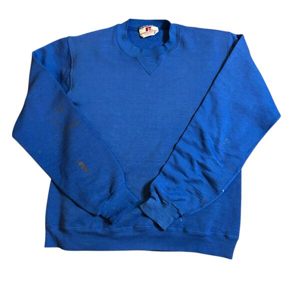Vtg Russell Athletic Blue Crewneck Sweatshirt Mens Size Small Thrashed Grunge - Picture 1 of 4